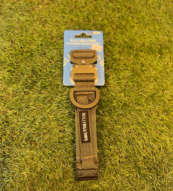 Bully Billows 4cm Khaki LIGHTER Combat Collar with Handle Rated Clip