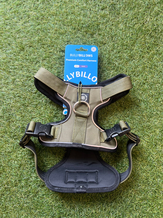 Bully Billows Khaki Premium Comfort Harness Non Restrictive & Adjustable