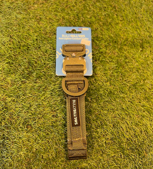 Bully Billows 4cm Khaki LIGHTER Combat Collar with Handle Rated Clip