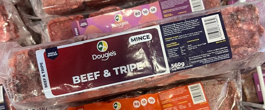 Dougies Beef & Tripe Mince 560g (140g each block)